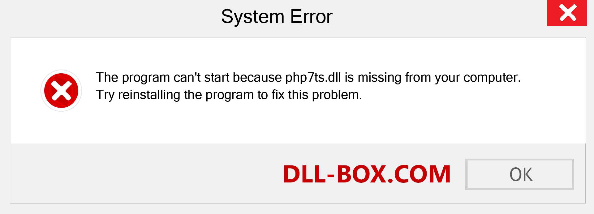  php7ts.dll file is missing?. Download for Windows 7, 8, 10 - Fix  php7ts dll Missing Error on Windows, photos, images